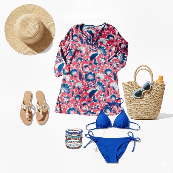 J.Crew Floral Beach Cover-Up / Tunic - Picture 4 of 4